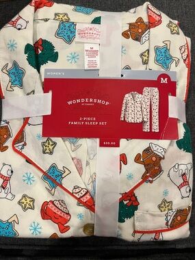 Wondershop Holiday Cookie Print Pajama Set - White with Red Trim